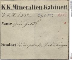 Etiketten zu Gold (NHMW-MIN-Aq655)